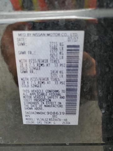 2017 Nissan Pathfinder S VIN: 5N1DR2MN0HC908639 Lot: 59858684