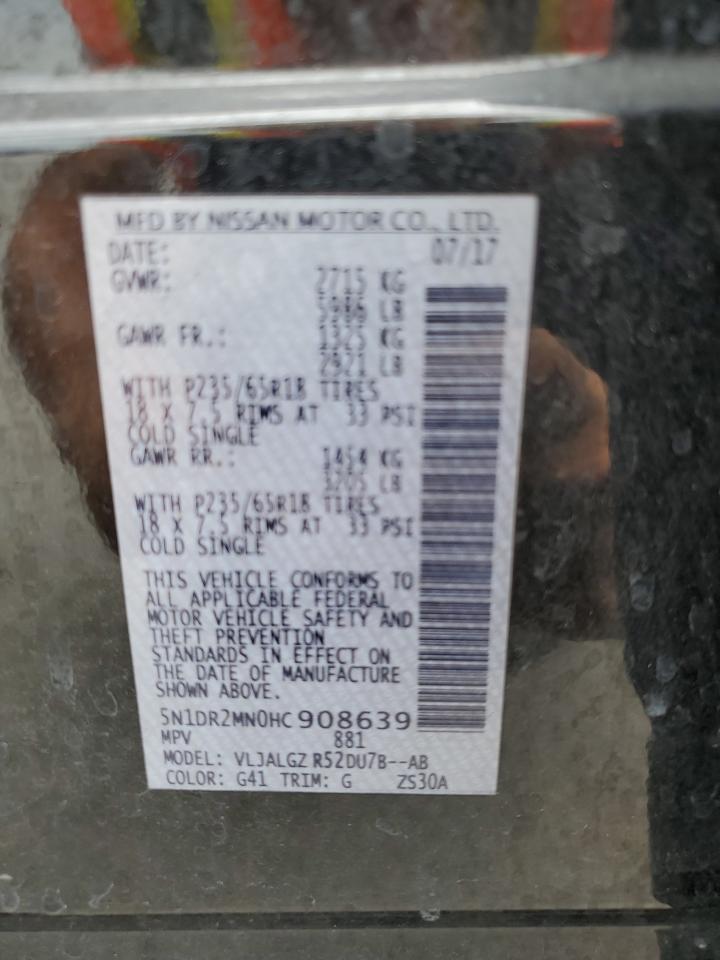 5N1DR2MN0HC908639 2017 Nissan Pathfinder S