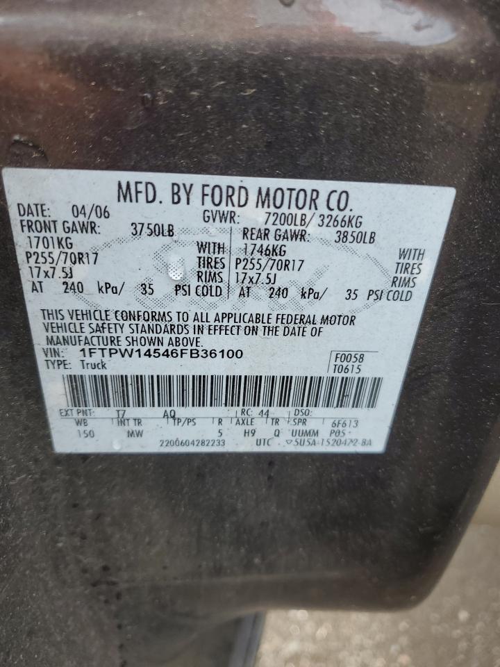 1FTPW14546FB36100 2006 Ford F150 Supercrew
