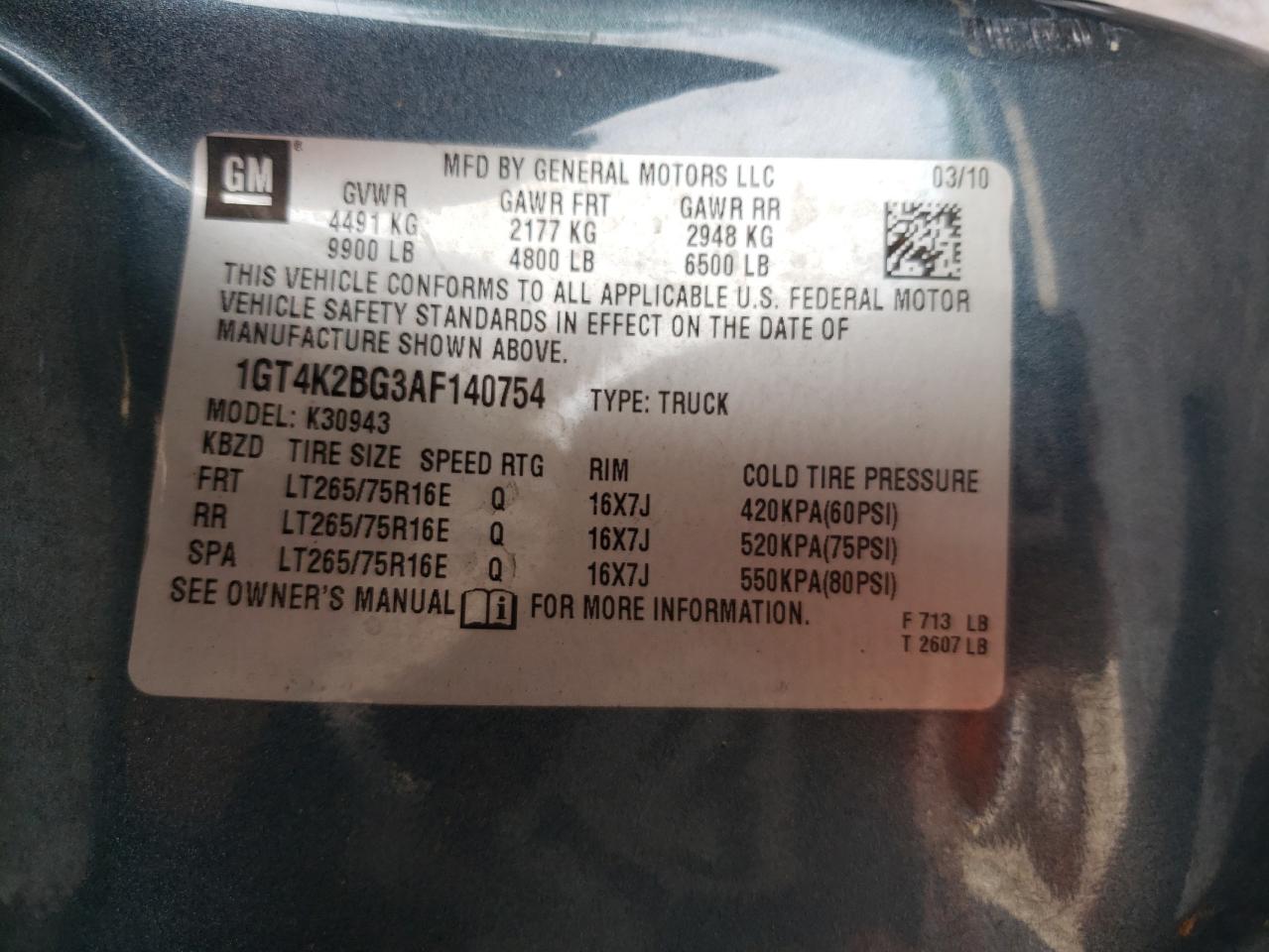 1GT4K2BG3AF140754 2010 GMC Sierra K3500