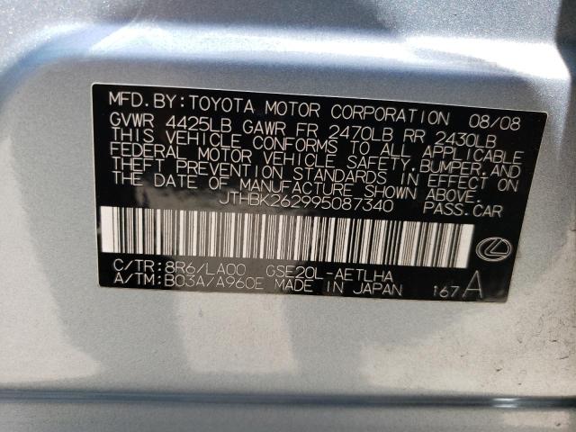 2009 Lexus Is 250 VIN: JTHBK262995087340 Lot: 59323604