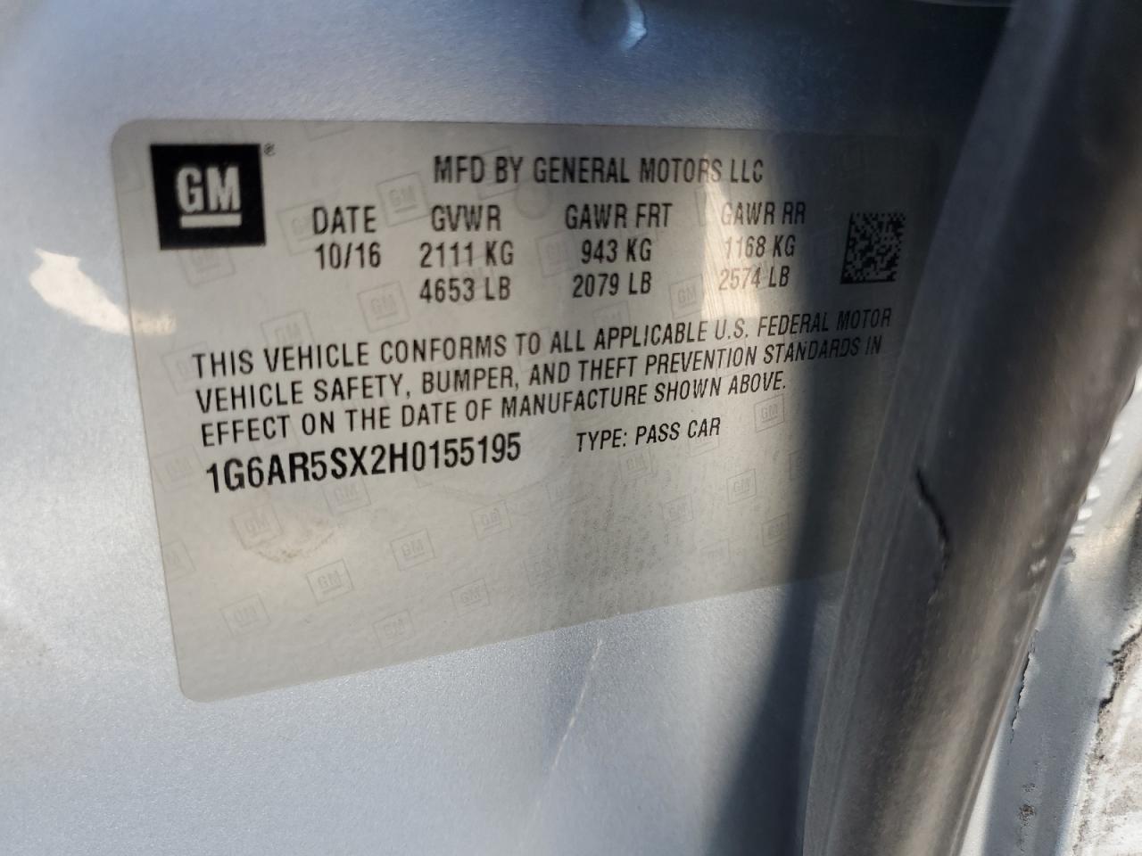 1G6AR5SX2H0155195 2017 Cadillac Cts Luxury