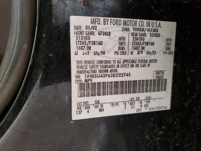 2002 Ford Excursion Limited VIN: 1FMSU43F62ED22745 Lot: 60297834