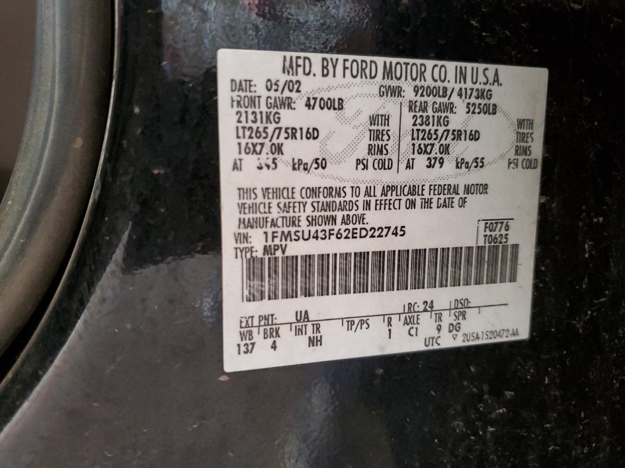 1FMSU43F62ED22745 2002 Ford Excursion Limited