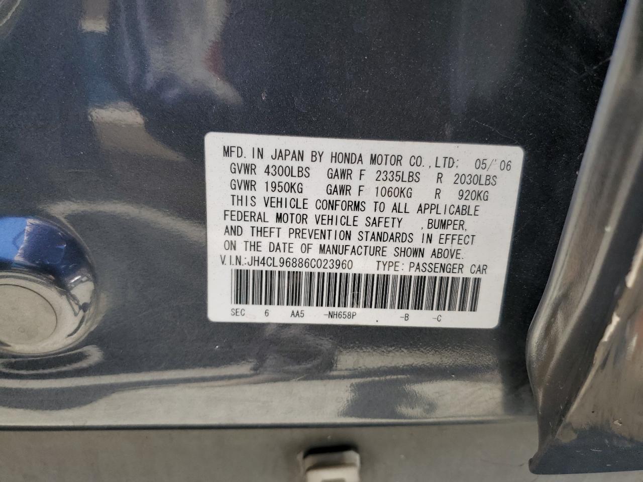 JH4CL96886C023960 2006 Acura Tsx