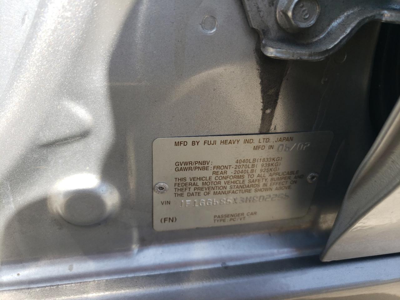 JF1GG685X3H802256 2003 Subaru Impreza Outback Sport