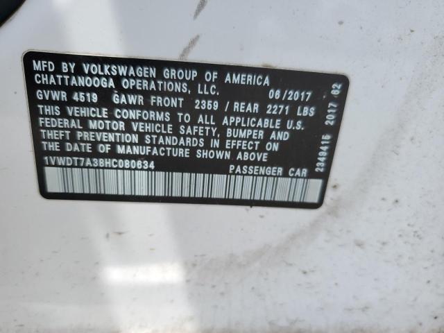 2017 Volkswagen Passat R-Line VIN: 1VWDT7A38HC080634 Lot: 59254464