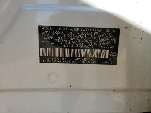 2007 Lexus Es 350 VIN: JTHBJ46G172046323 Lot: 60670374