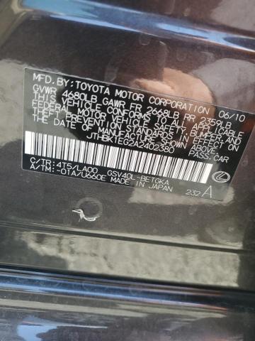 2010 Lexus Es 350 VIN: JTHBK1EG2A2402380 Lot: 59361044