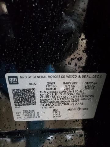 2022 CHEVROLET EQUINOX LT - 3GNAXUEV3NL212775