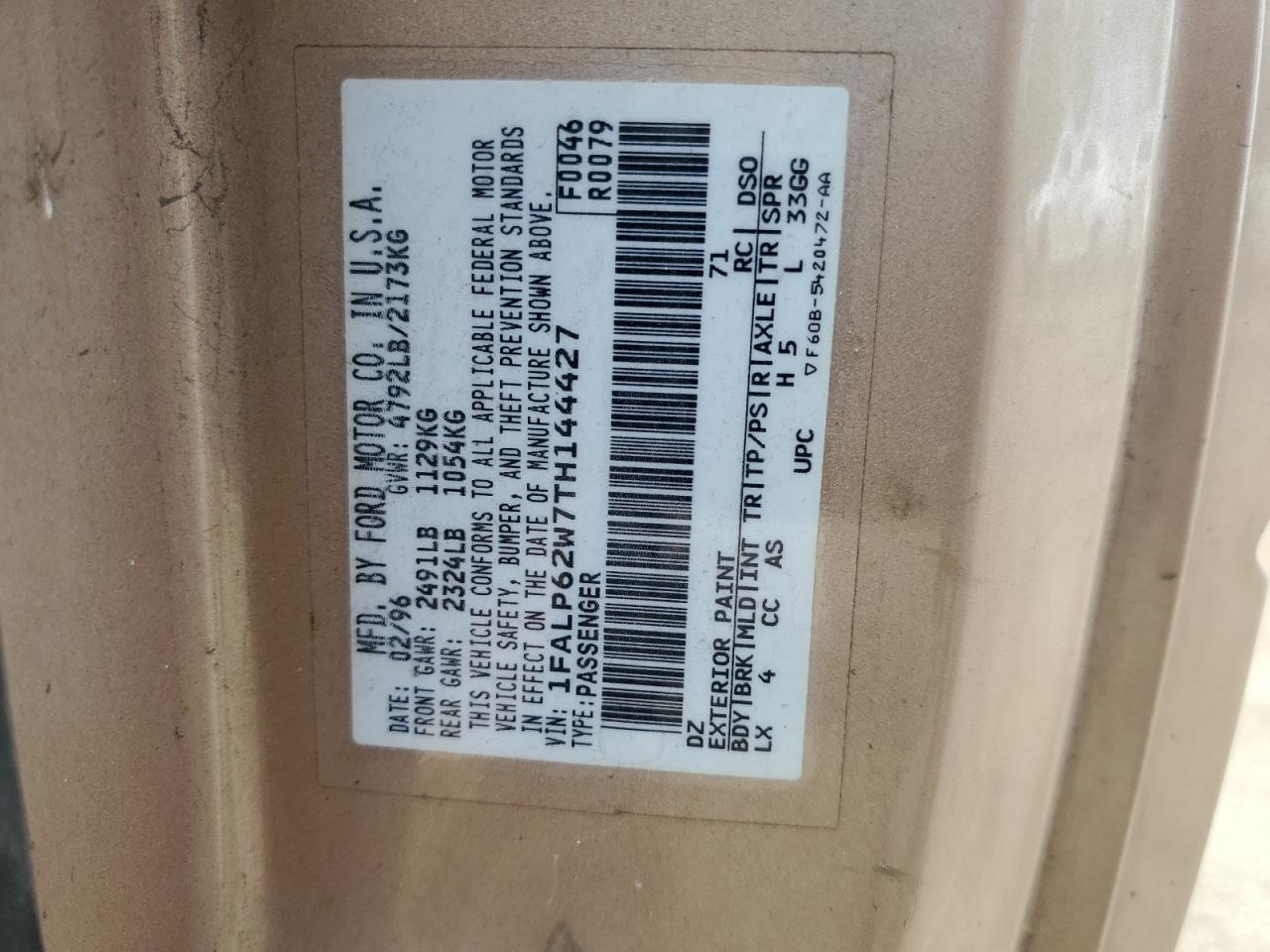 1FALP62W7TH144427 1996 Ford Thunderbird Lx