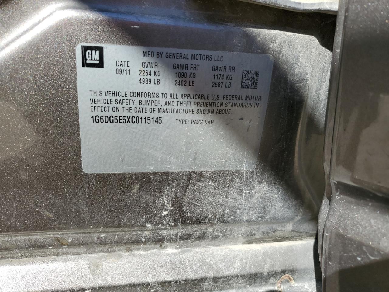 1G6DG5E5XC0115145 2012 Cadillac Cts Luxury Collection