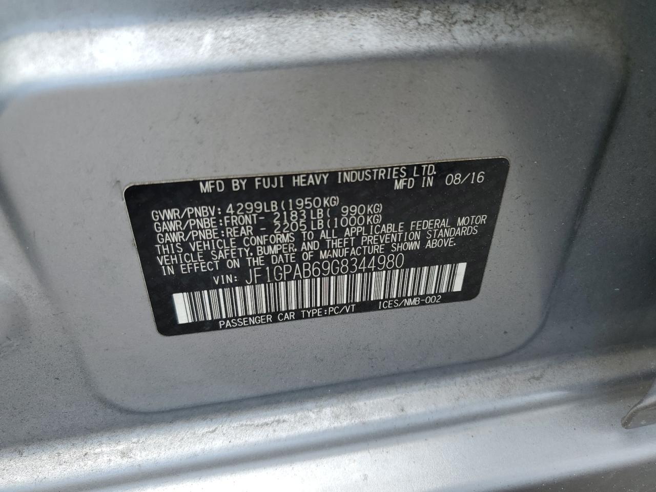 JF1GPAB69G8344980 2016 Subaru Impreza Premium