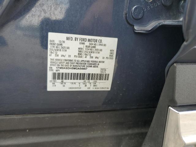 2021 Ford Explorer Xlt VIN: 1FMSK8DH5MGA54467 Lot: 60930374