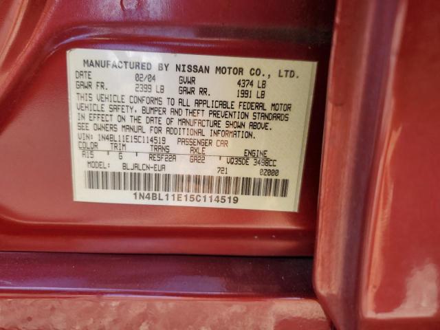 2005 Nissan Altima Se VIN: 1N4BL11E15C114519 Lot: 60768514