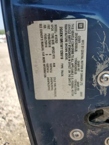 1998 Chevrolet Gmt-400 K1500 VIN: 2GCEK19R1W1129319 Lot: 59248454