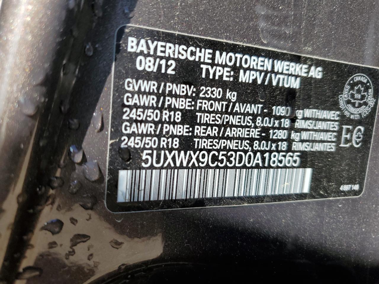 5UXWX9C53D0A18565 2013 BMW X3 xDrive28I
