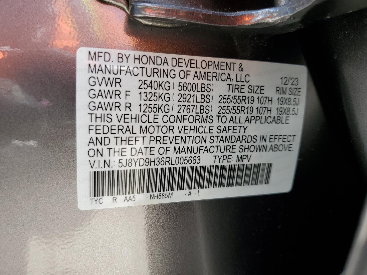 5J8YD9H36RL005663 2024 Acura Mdx