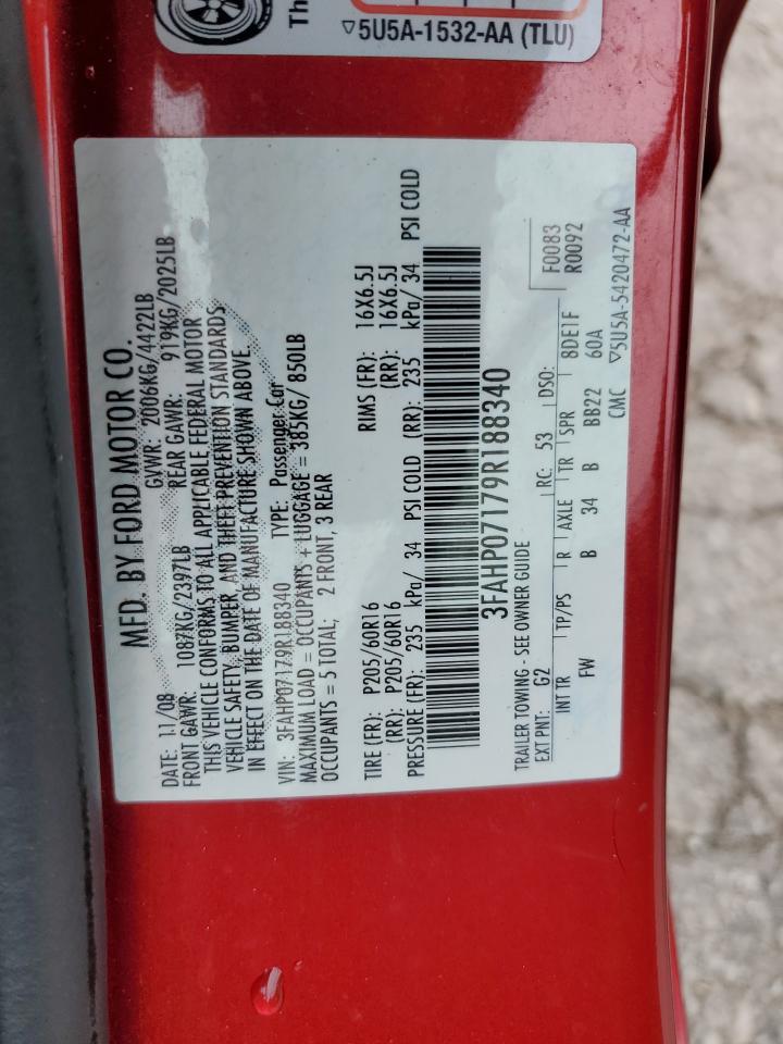 3FAHP07179R188340 2009 Ford Fusion Se