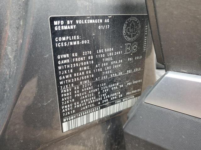 2017 VOLKSWAGEN TIGUAN COM WVGMV7AX9HK026342