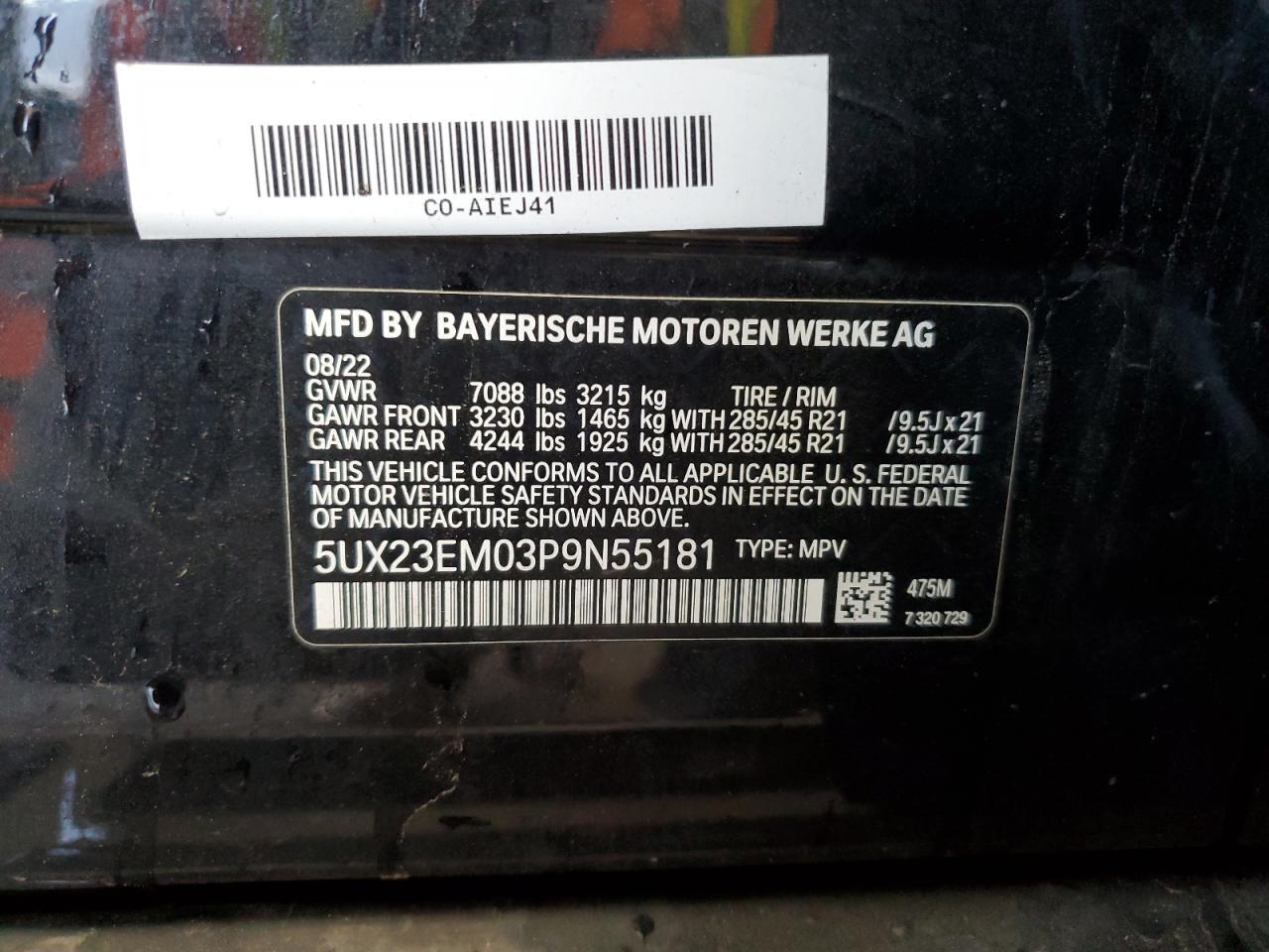 5UX23EM03P9N55181 2023 BMW X7 xDrive40I