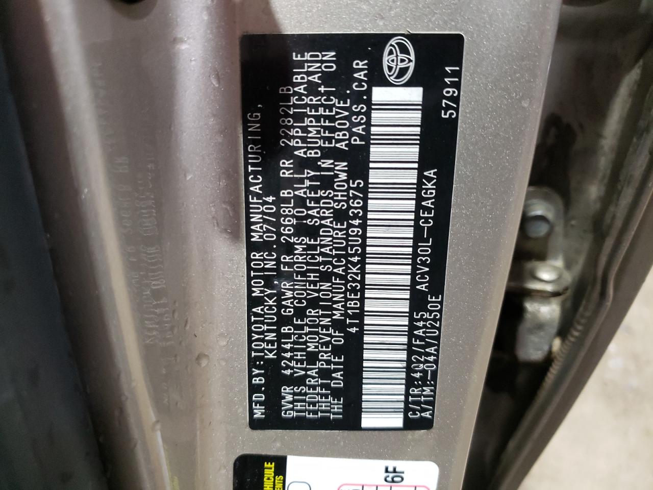 4T1BE32K45U943675 2005 Toyota Camry Le