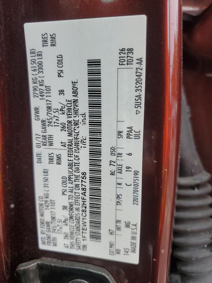 1FTEW1C82HFA87758 2017 Ford F150 Supercrew