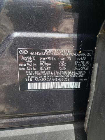 2020 Hyundai Santa Fe Limited VIN: 5NMS5CAA4LH261252 Lot: 58092264