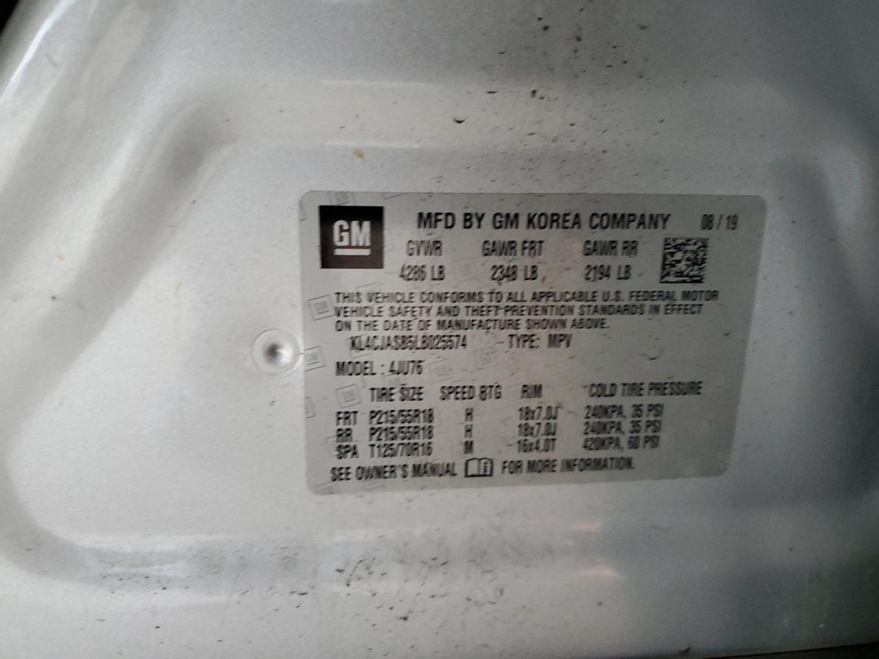 KL4CJASB5LB025574 2020 Buick Encore Preferred