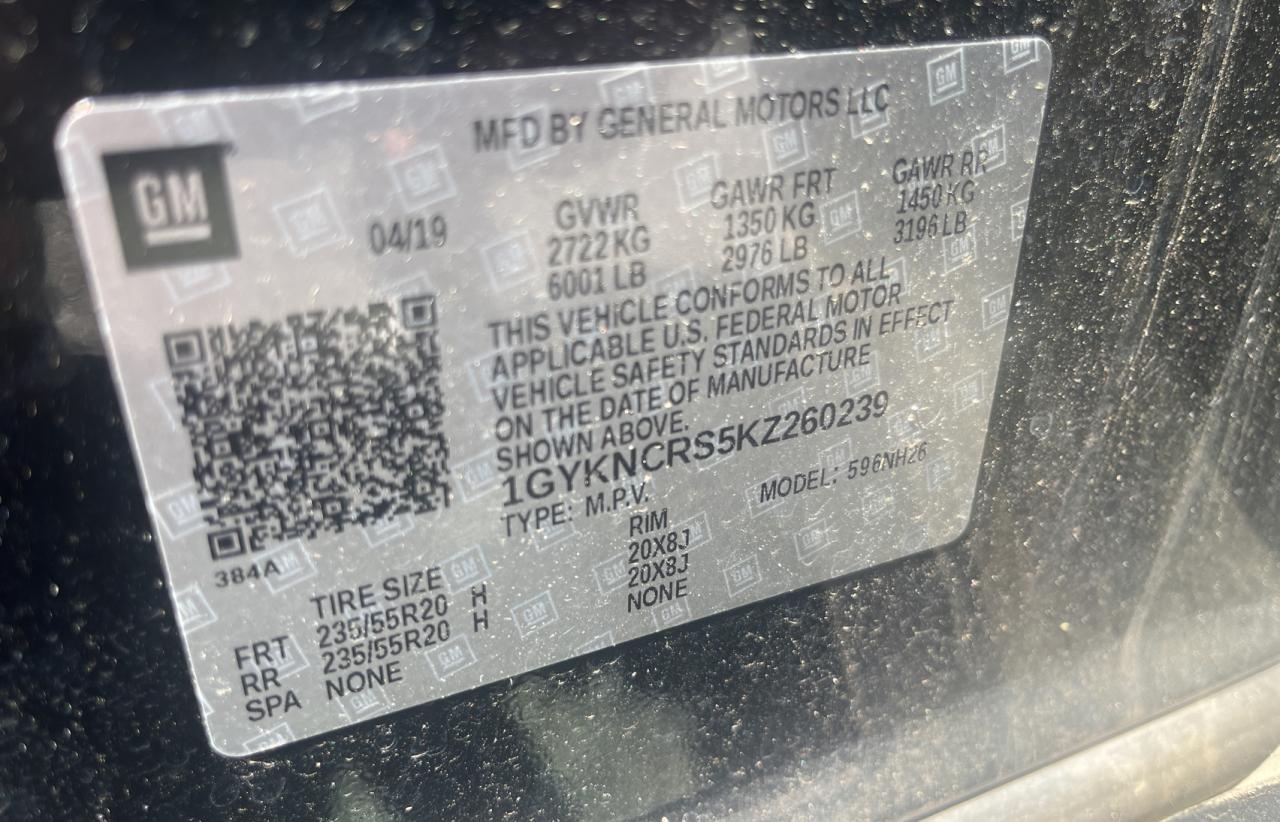 1GYKNCRS5KZ260239 2019 Cadillac Xt5 Luxury