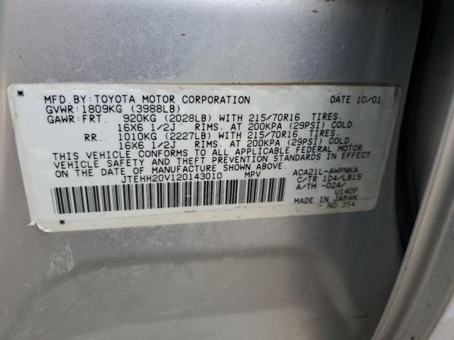 2002 Toyota Rav4 VIN: JTEHH20V120143010 Lot: 59288854