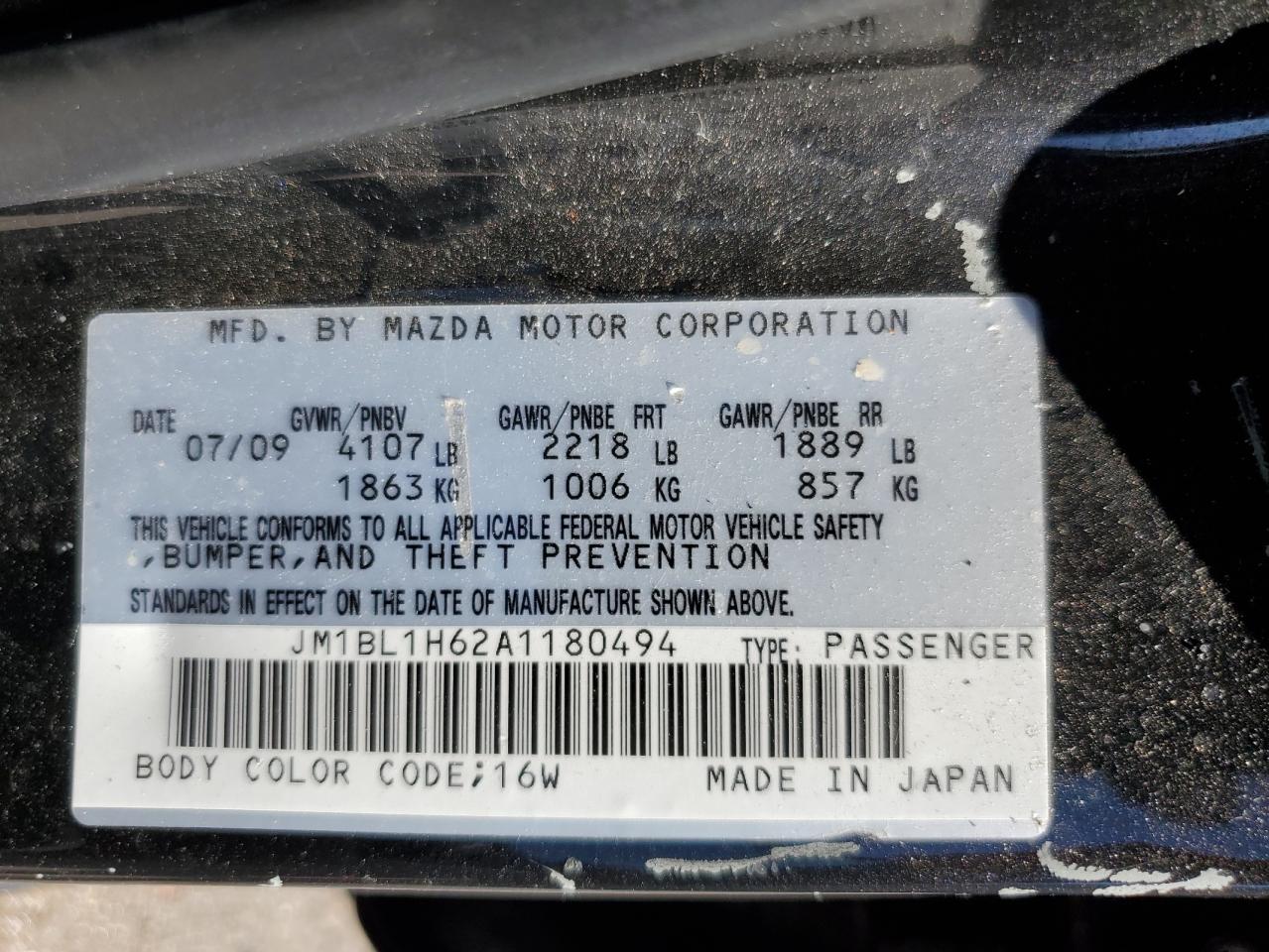 JM1BL1H62A1180494 2010 Mazda 3 S