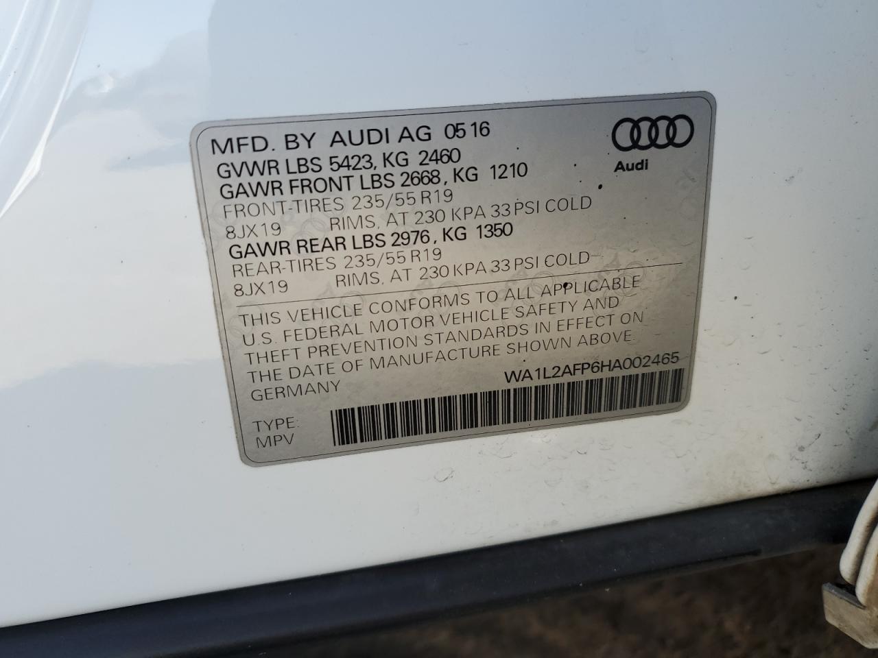 WA1L2AFP6HA002465 2017 Audi Q5 Premium Plus