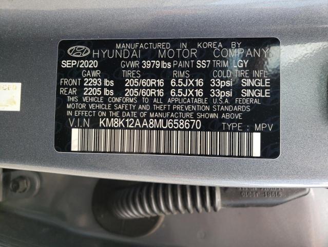 2021 Hyundai Kona Se VIN: KM8K12AA8MU658670 Lot: 58039994