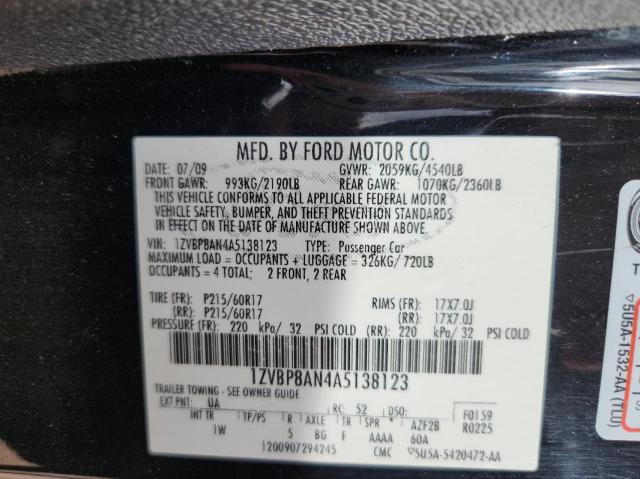1ZVBP8AN4A5138123 2010 Ford Mustang