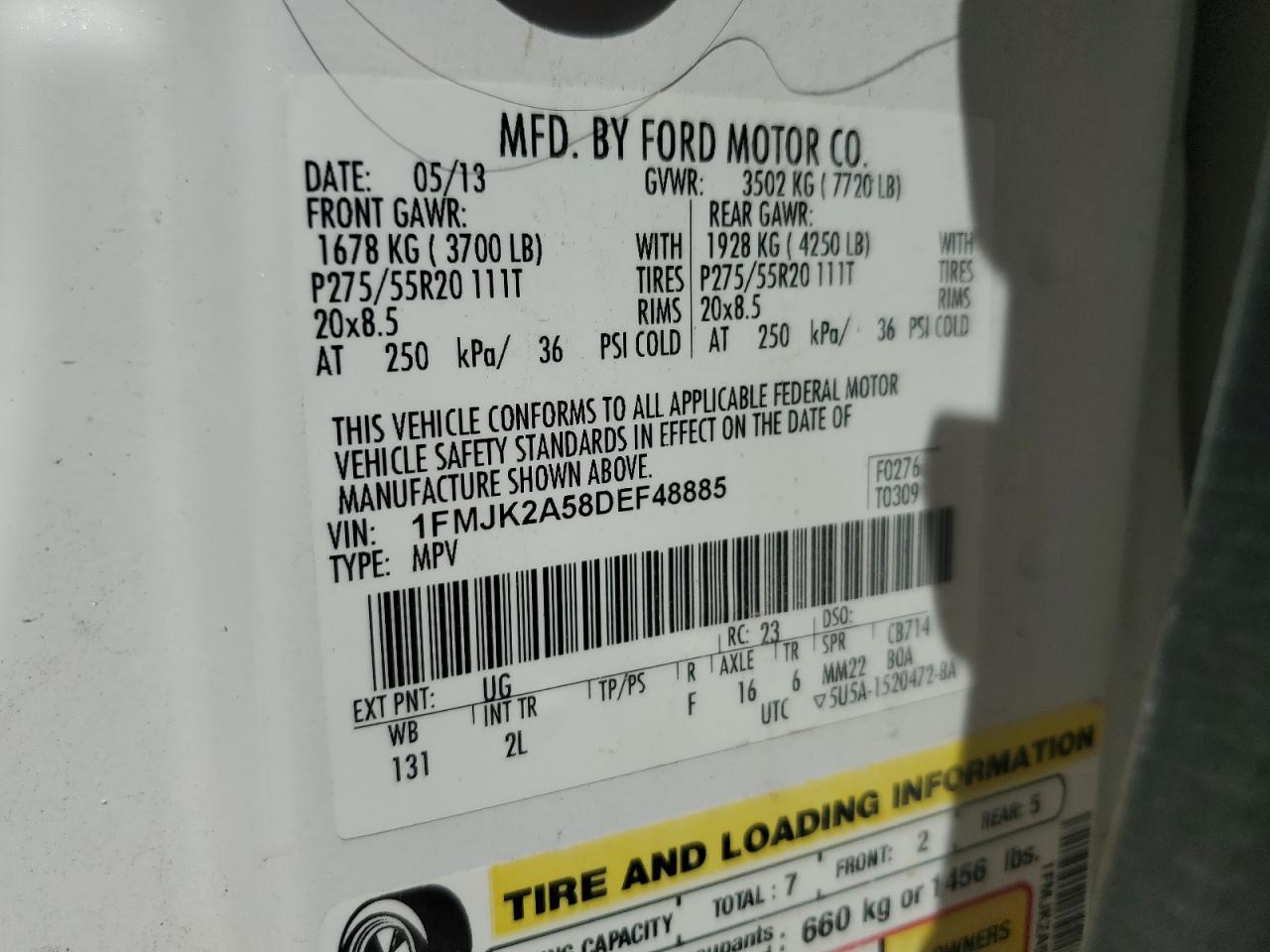 1FMJK2A58DEF48885 2013 Ford Expedition El Limited