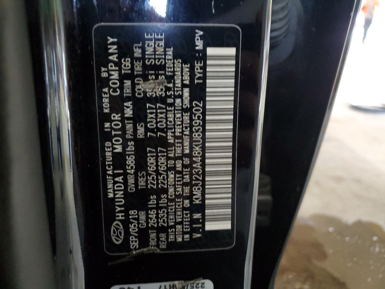 KM8J23A48KU839502 2019 Hyundai Tucson Se