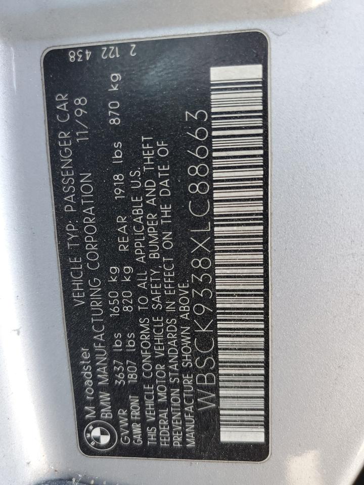 WBSCK9338XLC88663 1999 BMW M Roadster