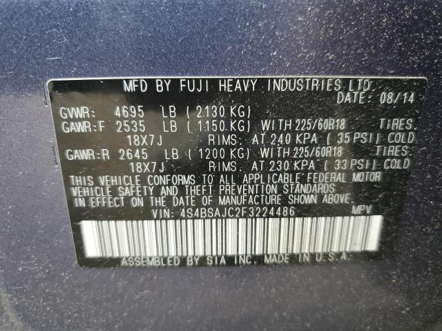 2015 Subaru Outback 2.5I Limited VIN: 4S4BSAJC2F3224486 Lot: 60121584