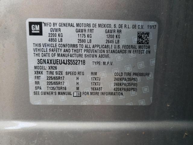 2018 Chevrolet Equinox Lt VIN: 3GNAXUEU4JS552718 Lot: 58512714