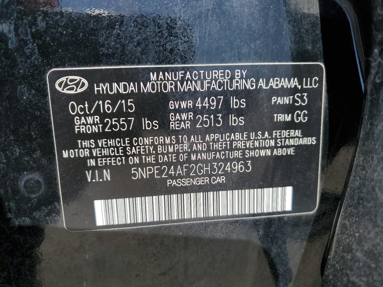5NPE24AF2GH324963 2016 Hyundai Sonata Se