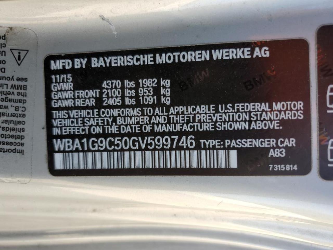 WBA1G9C50GV599746 2016 BMW 228 Xi Sulev