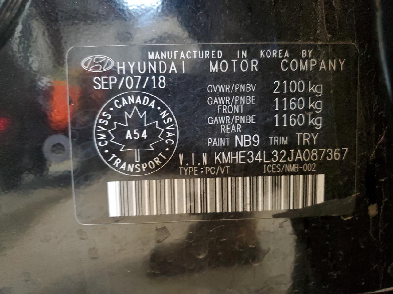 KMHE34L32JA087367 2018 Hyundai Sonata Hybrid