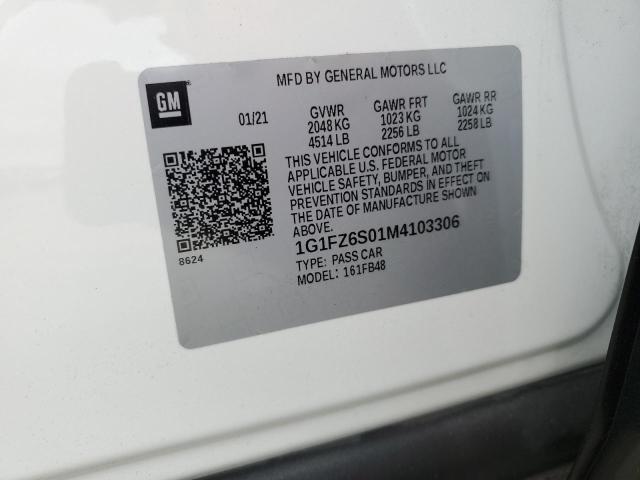 2021 Chevrolet Bolt Ev Premier VIN: 1G1FZ6S01M4103306 Lot: 57356914