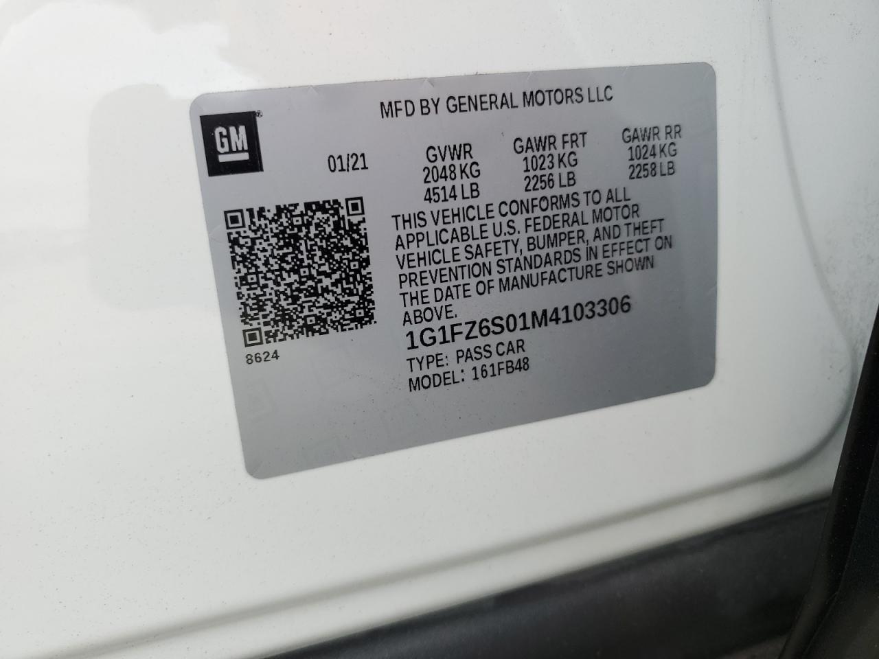 1G1FZ6S01M4103306 2021 Chevrolet Bolt Ev Premier