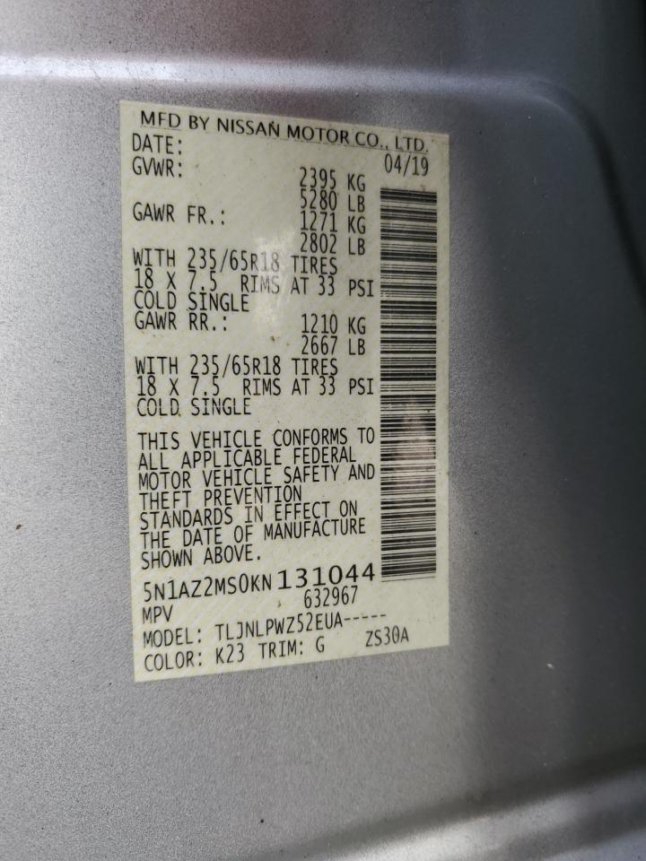 5N1AZ2MS0KN131044 2019 Nissan Murano S