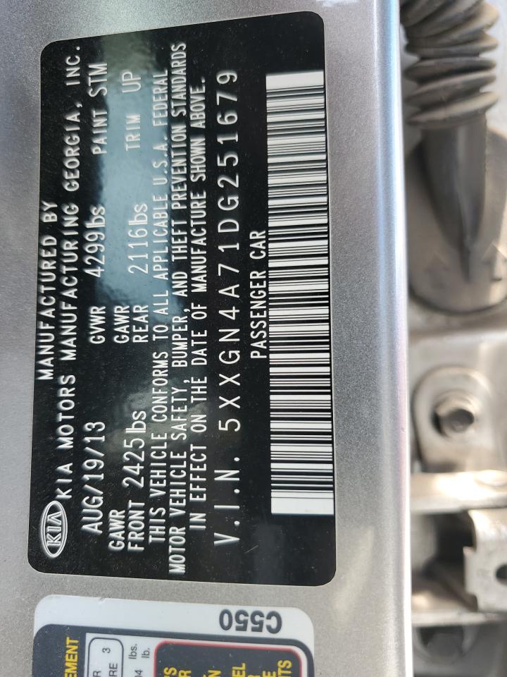 5XXGN4A71DG251679 2013 Kia Optima Ex