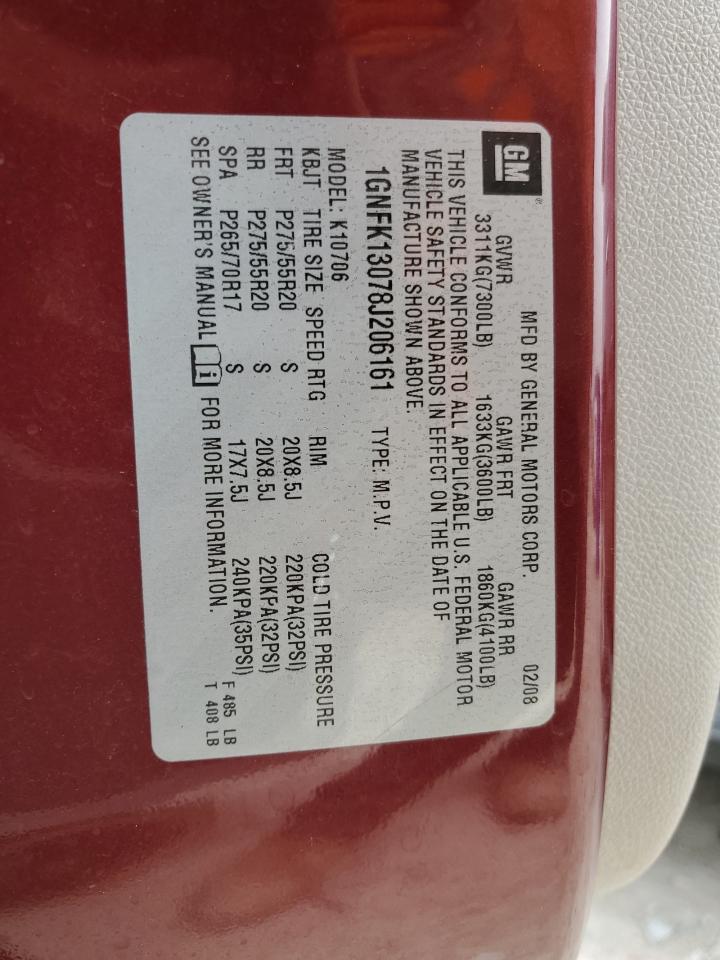 1GNFK13078J206161 2008 Chevrolet Tahoe K1500