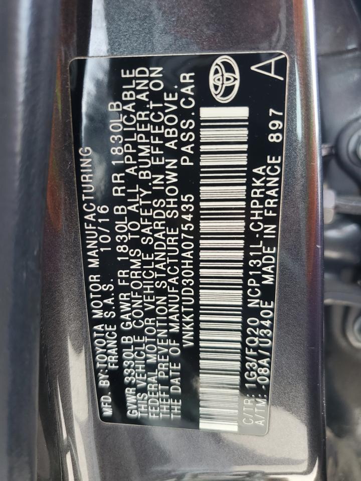 VNKKTUD30HA075435 2017 Toyota Yaris L