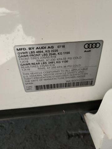 2017 Audi Q3 Premium VIN: WA1ECCFS1HR003563 Lot: 57582024